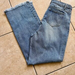 SHEIN Frayed Hem Blue Jeans